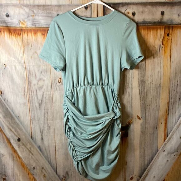 Shein Curve Cottony Ruched Dress Mint Green 0XL - Picture 1 of 3